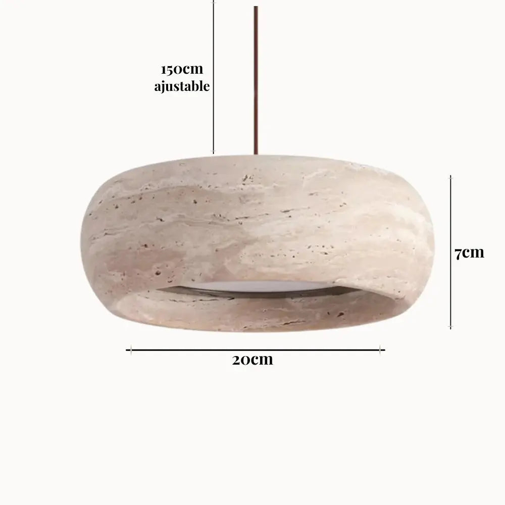 Suspension moderne en travertin authentique - Ø 20 cm | Isla