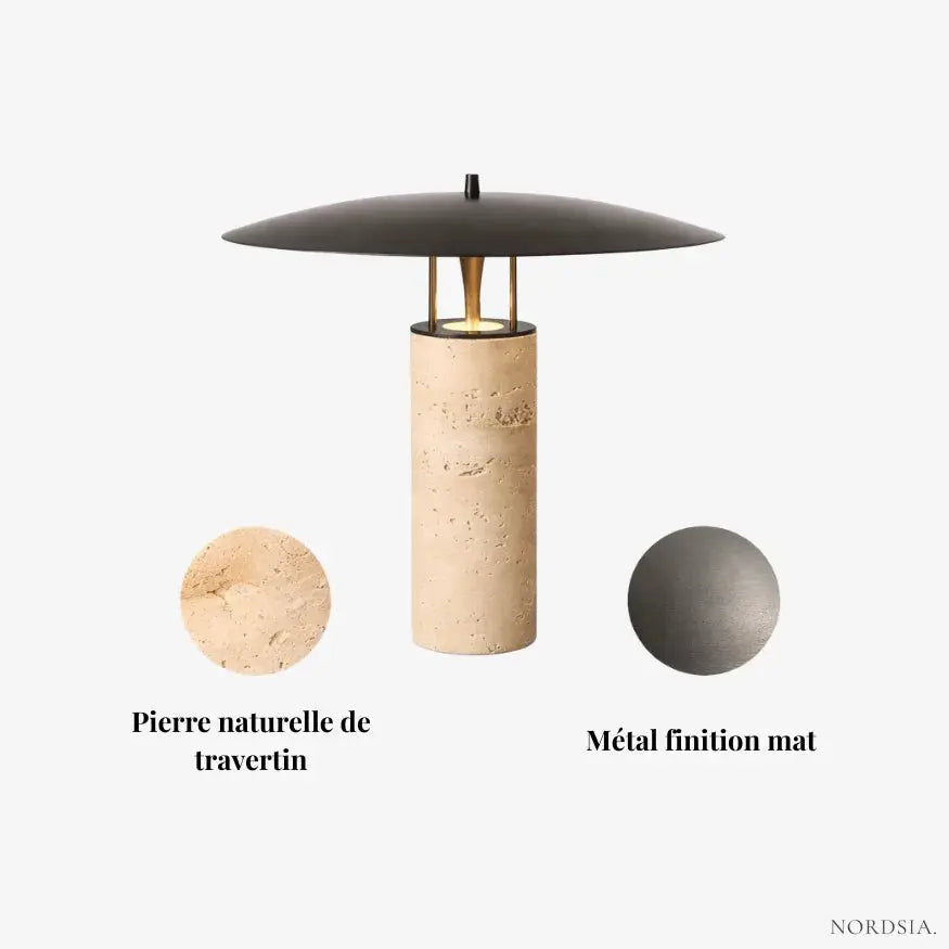 Lampe à poser en pierre de travertin | Noma