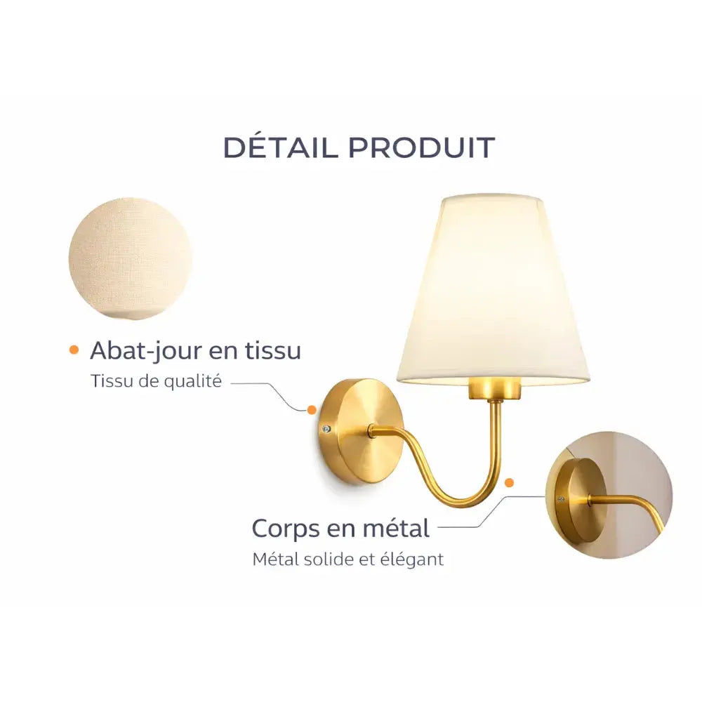 Applique Murale Vintage en Métal et Tissu | Sael