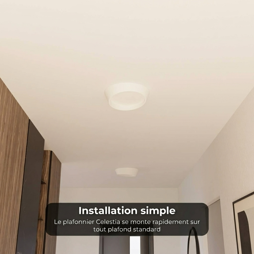 Plafonnier Celestia vue installation rond minimaliste - Lumalia