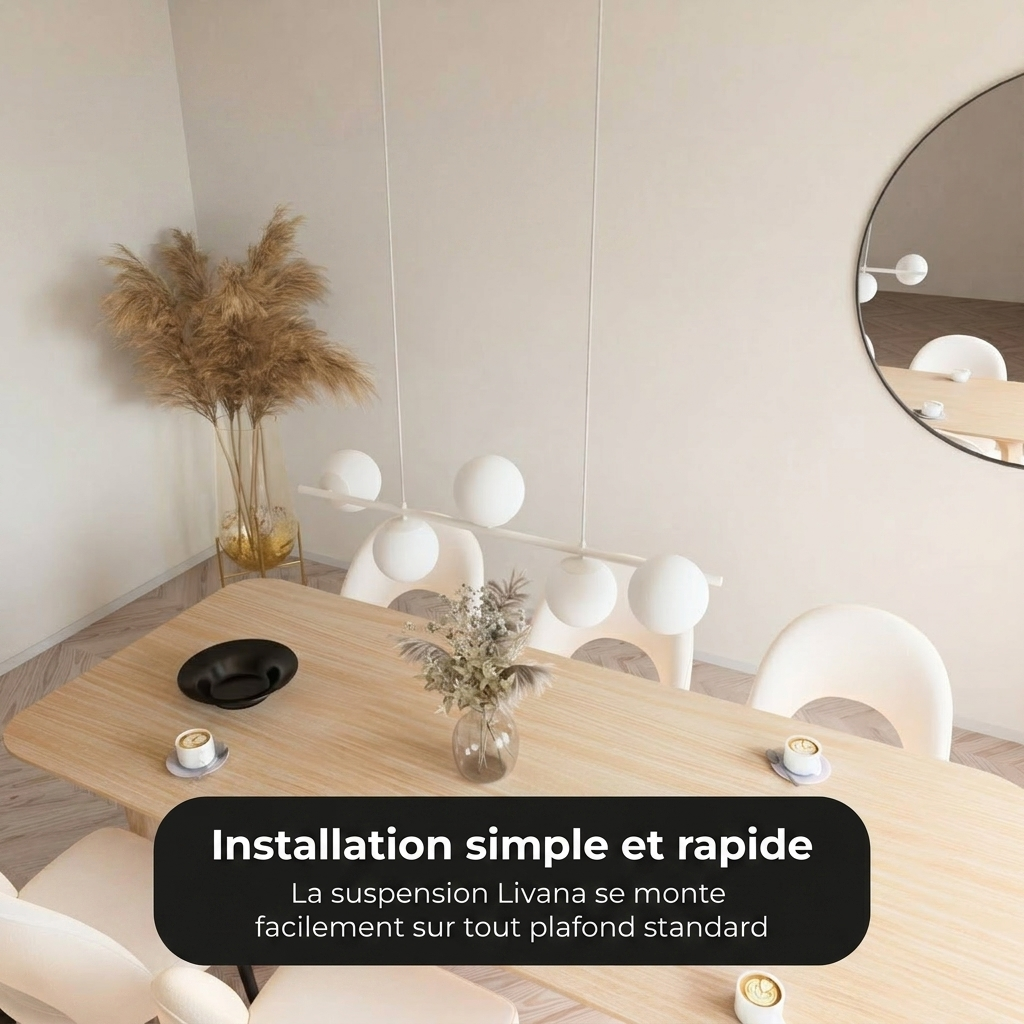 Suspension Livana vue installation 100 cm 5 globes - Lumalia