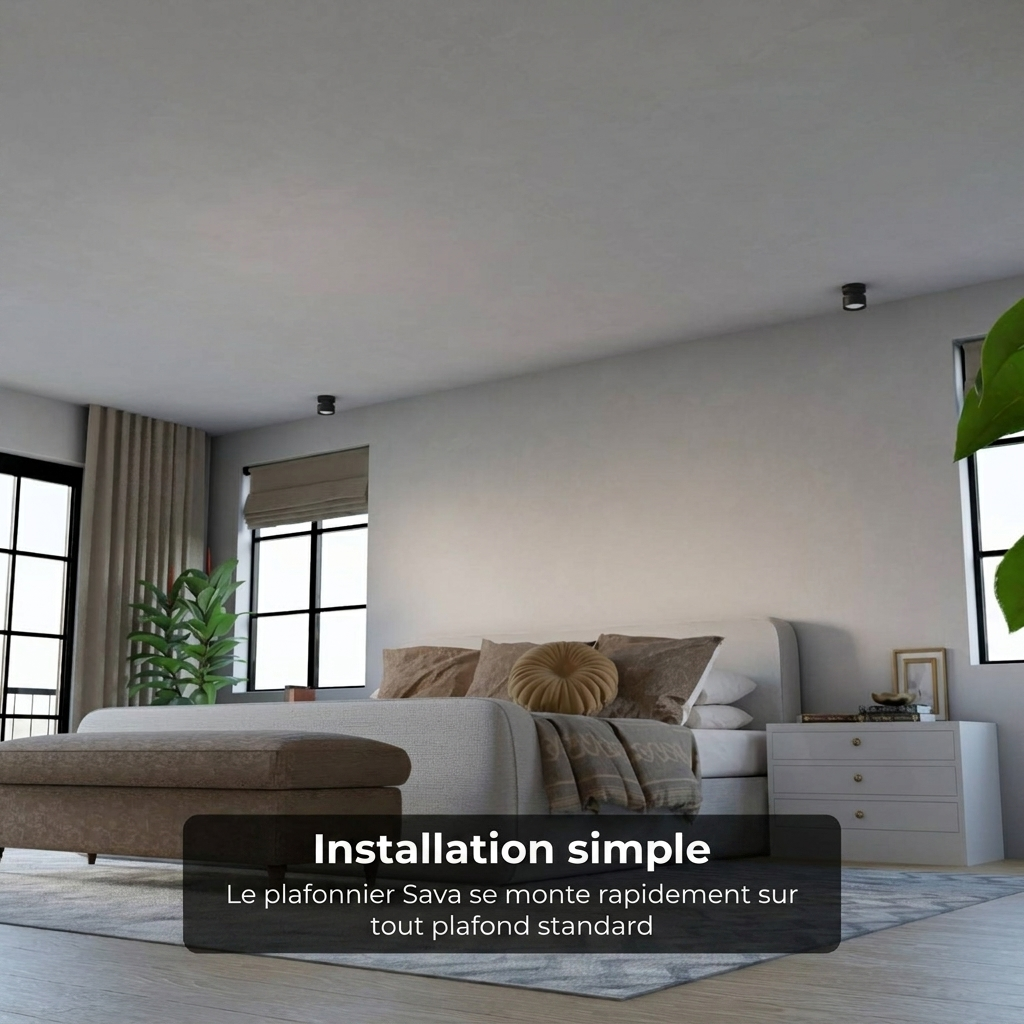 Plafonnier Sava vue installation cylindre 11 cm - Lumalia