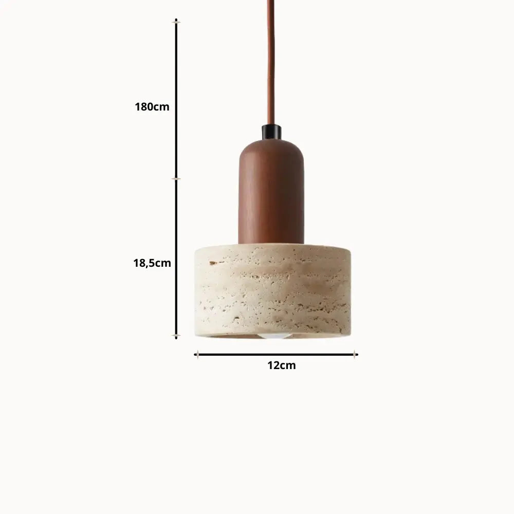Élégante suspension en travertin et bois | Løvik