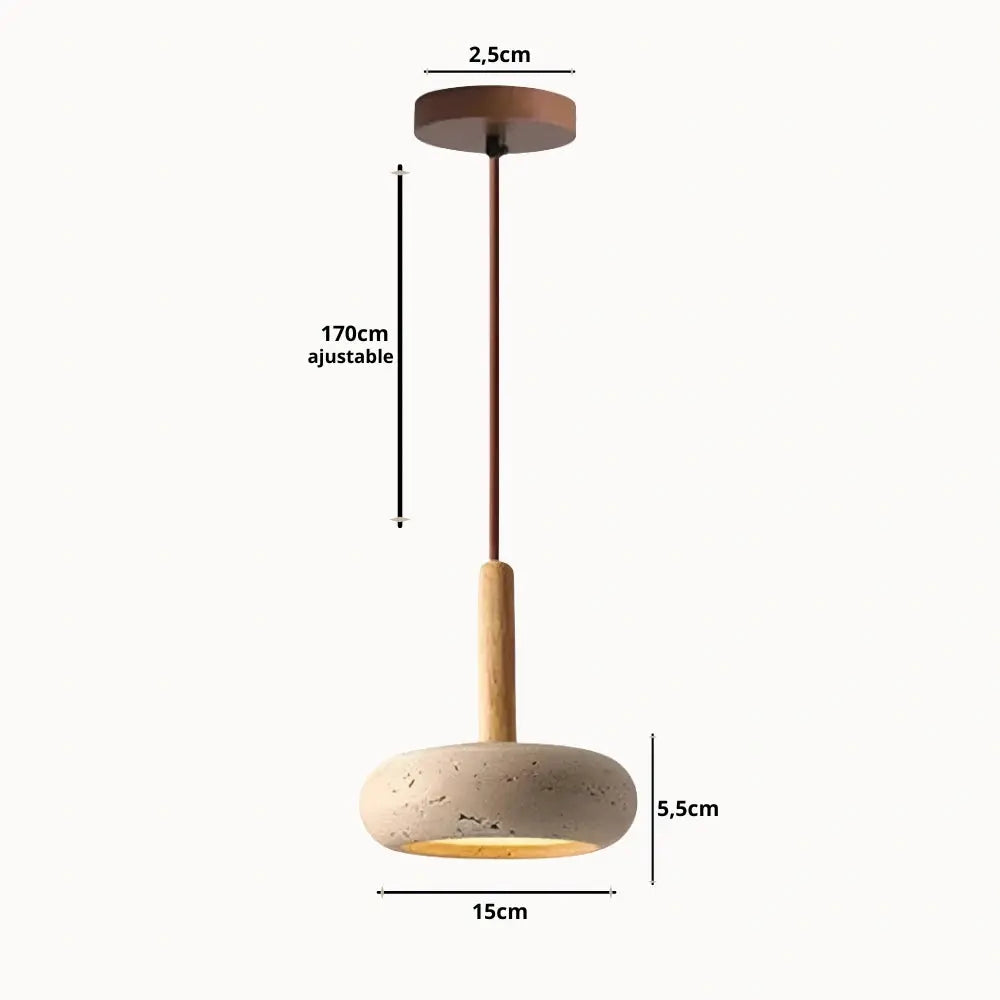 Suspension Contemporaine en Travertin et Bois | Elys