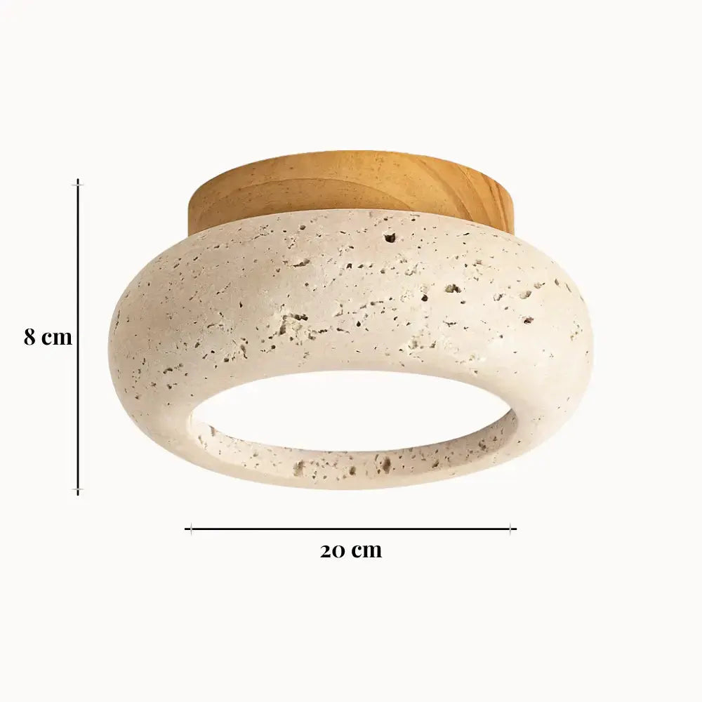 Plafonnier contemporain en travertin et bois | Norden