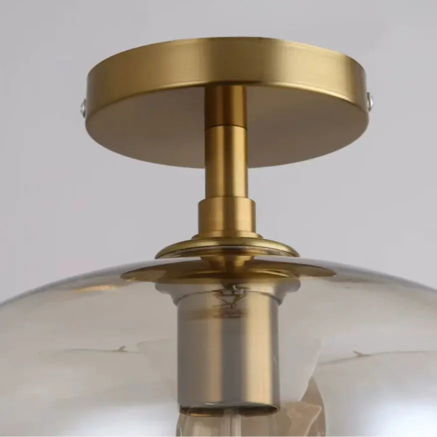 Plafonnier moderne en verre et métal doré | Luno