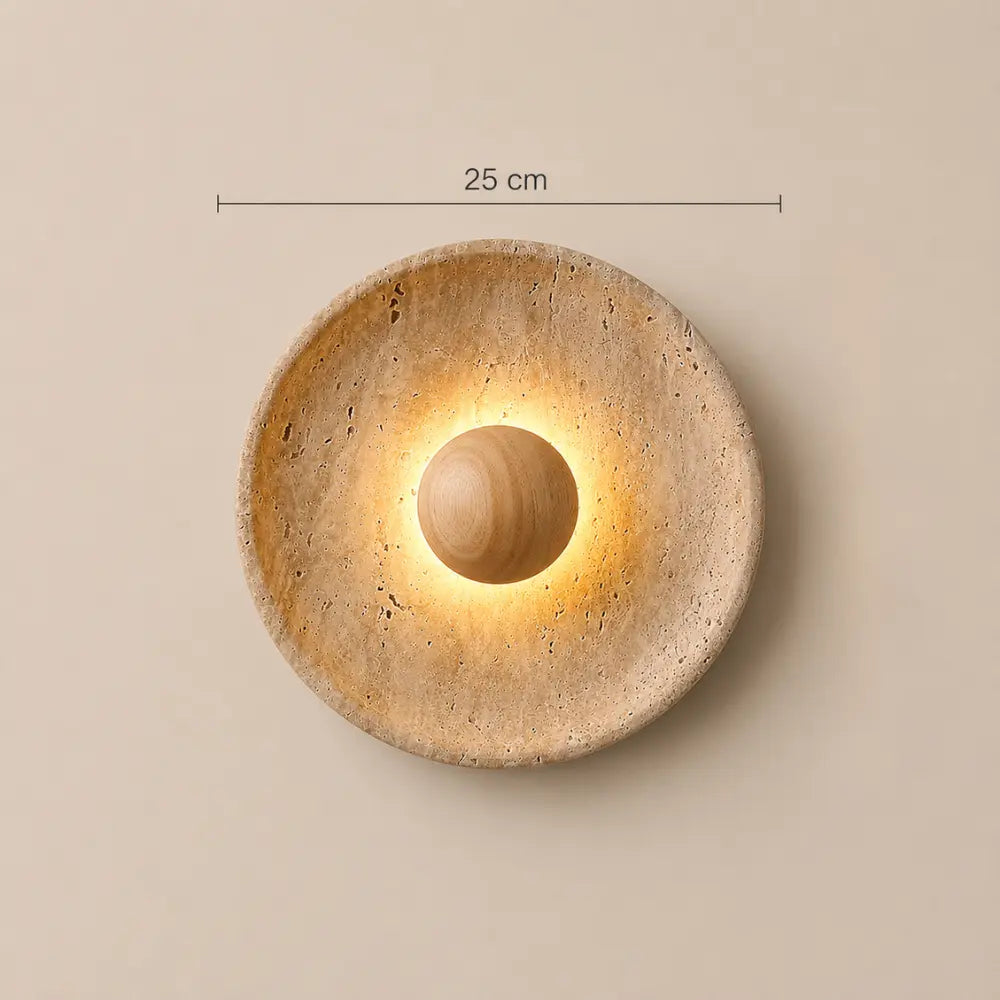 Applique Murale Design en Travertin et Bois avec Éclairage LED | Stona