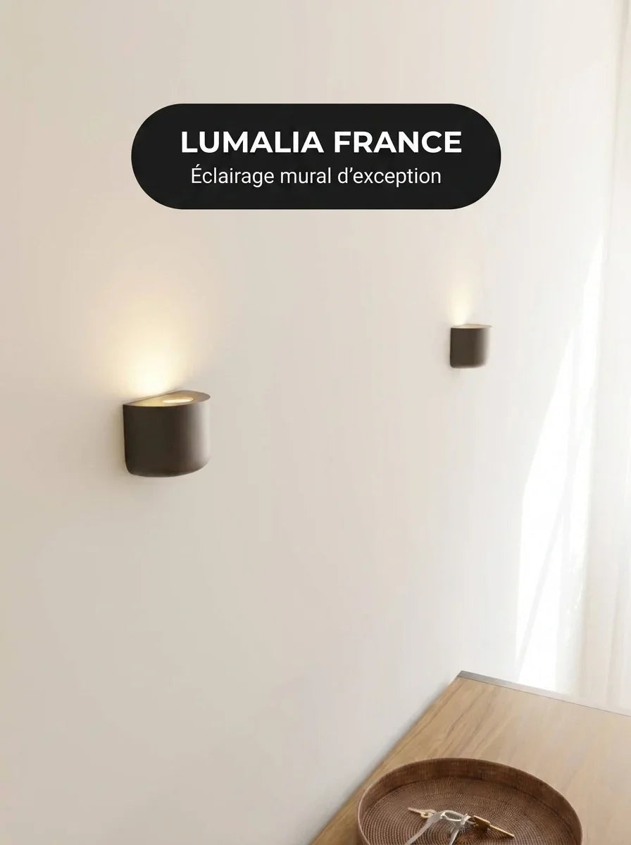 Applique murale Ida vue détail design discret aluminium - Lumalia