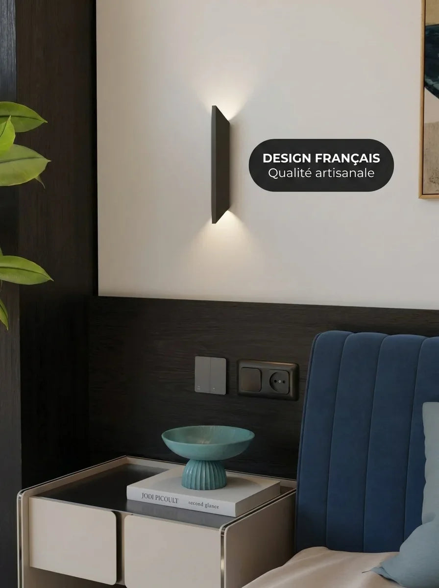 Applique murale Aviso vue détail éclairage haut bas aluminium - Lumalia