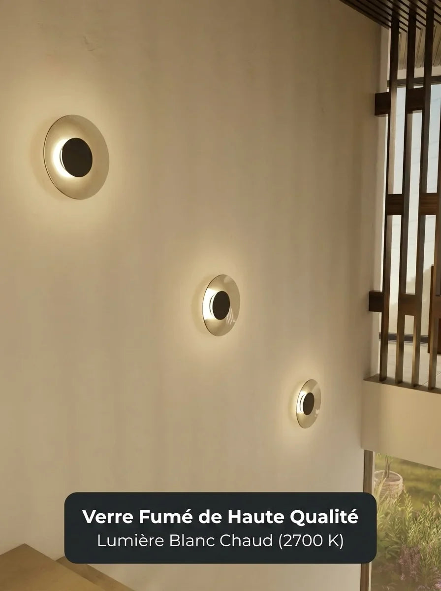 Applique murale Asol vue détail verre fumé épais - Lumalia