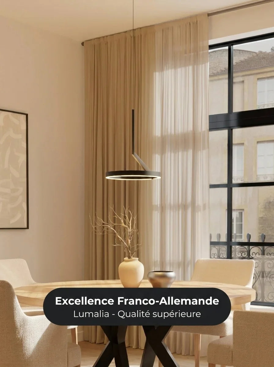 Suspension Noxi vue détail aluminium champagne brossé - Lumalia