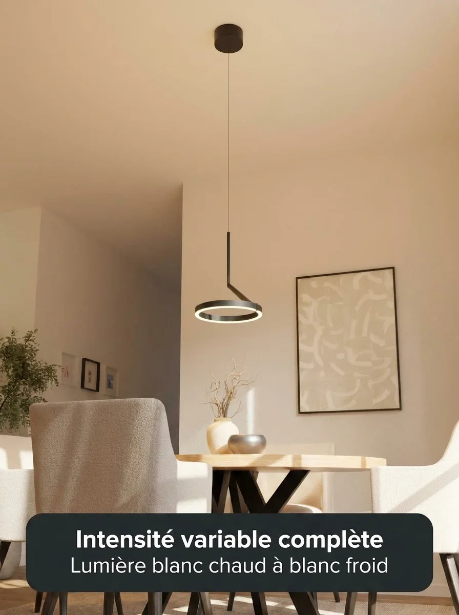 Suspension Noxi vue détail aluminium champagne - Lumalia
