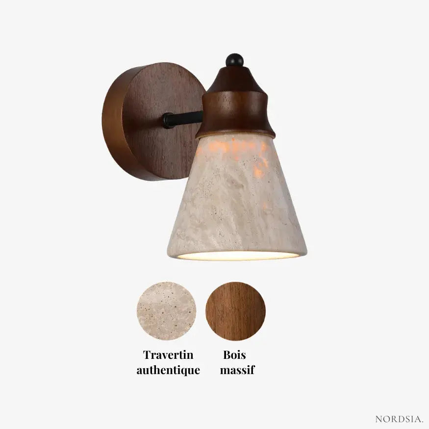 Applique Murale en Travertin et Bois au Design Scandinave | Anja