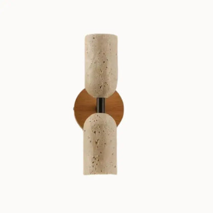 Applique Murale Scandinave en Travertin et Bois Massif | Velin