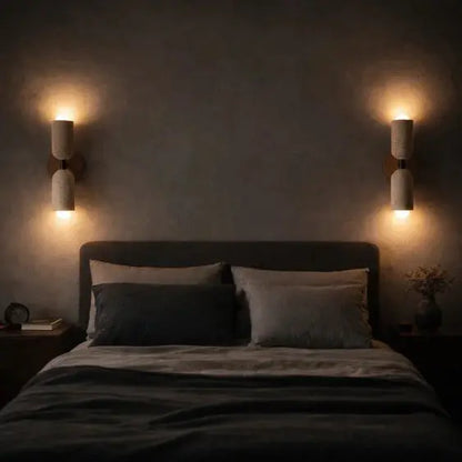 Applique Murale Scandinave en Travertin et Bois Massif | Velin