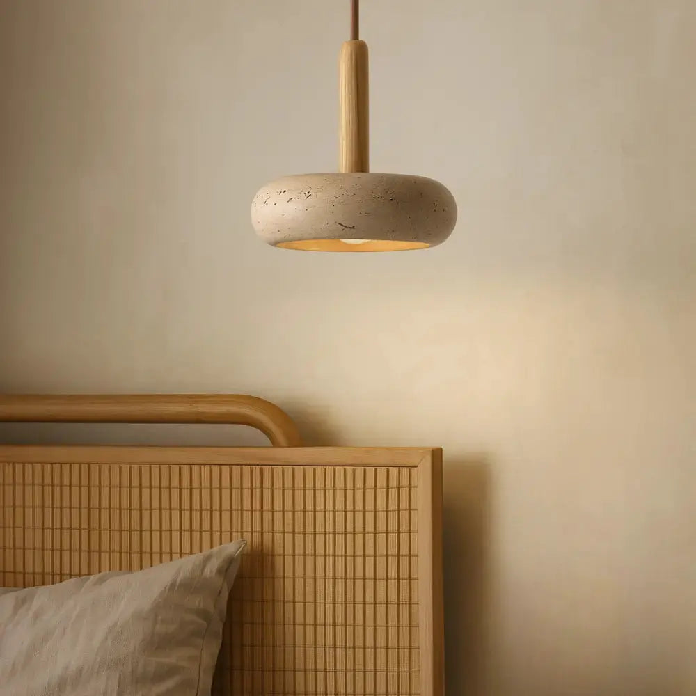 Suspension Contemporaine en Travertin et Bois | Elys
