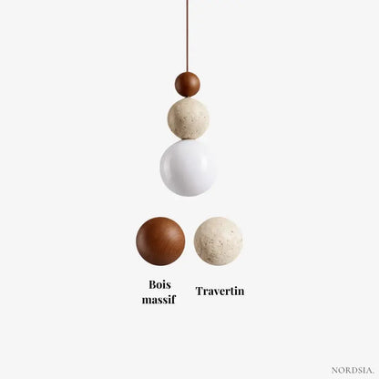 Suspension nordique en travertin et bois | Eiken