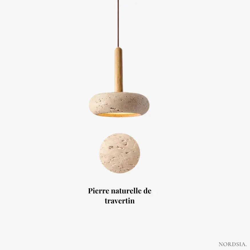 Suspension Contemporaine en Travertin et Bois | Elys