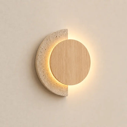 Applique Murale Design en Travertin et Bois avec LED Intégrée | Halla
