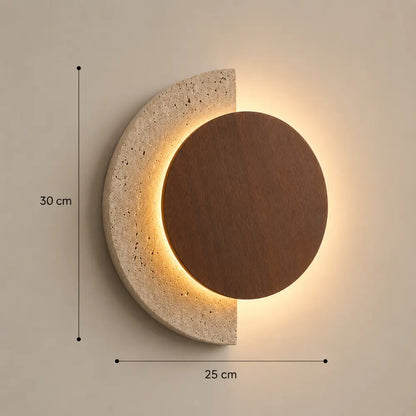 Applique Murale Design en Travertin et Bois avec LED Intégrée | Halla