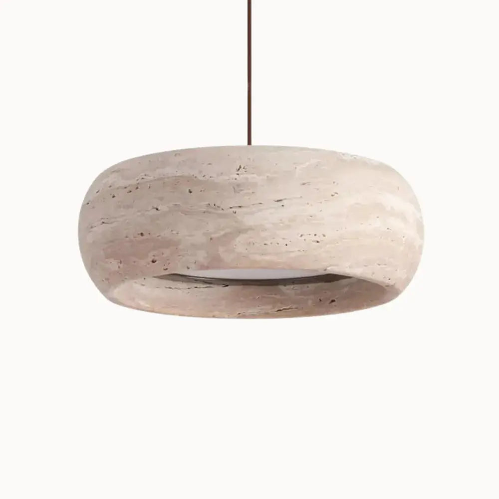 Suspension moderne en travertin authentique - Ø 20 cm | Isla