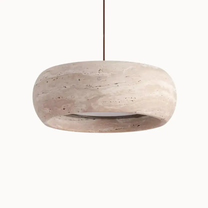 Suspension moderne en travertin authentique - Ø 20 cm | Isla