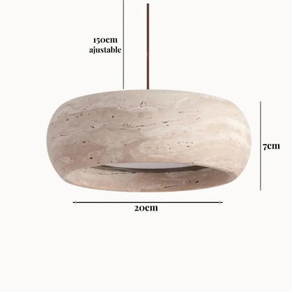 Suspension moderne en travertin authentique - Ø 20 cm | Isla