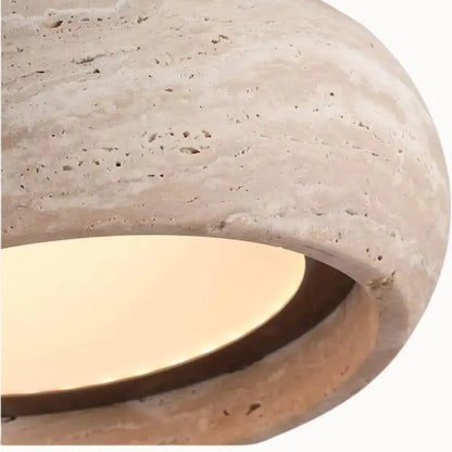 Suspension moderne en travertin authentique - Ø 20 cm | Isla