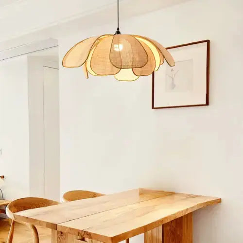Suspension en rotin naturel design pétales - Ø 50 cm | Kaela