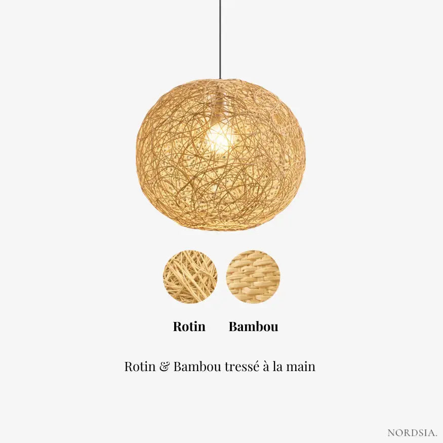 Suspension Sphérique en Rotin et Bambou Ø 30 cm | Liora
