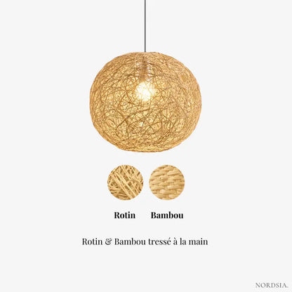 Suspension Sphérique en Rotin et Bambou Ø 30 cm | Liora
