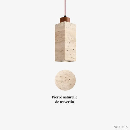 Suspension scandinave en travertin et bois | Koben