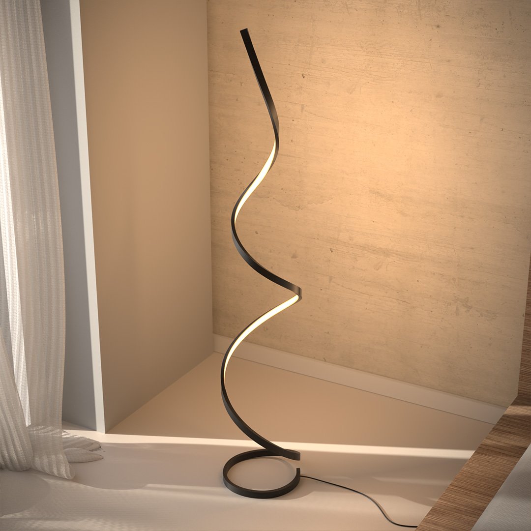 Lampadaire Helica ambiance salon moderne - Lumalia