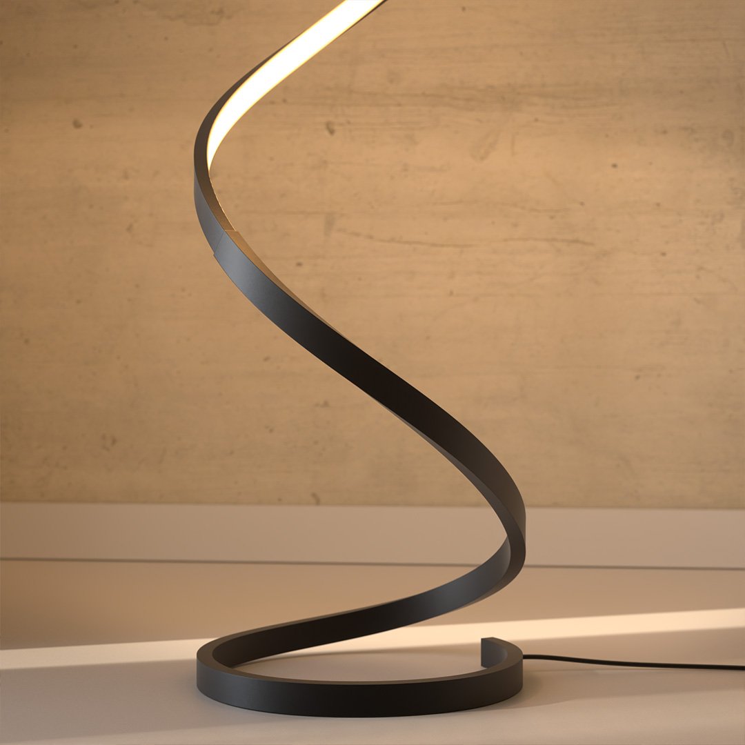Lampadaire Helica noir vue détail spirale - Lumalia