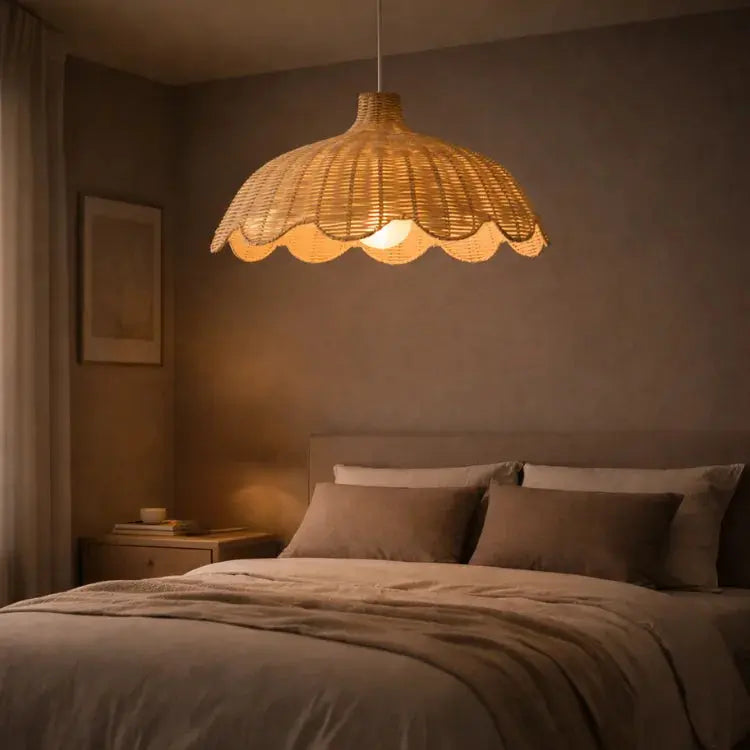 Suspension en rotin naturel ondulé Ø 45 cm | Hedda