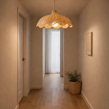 Suspension en rotin naturel ondulé Ø 45 cm | Hedda