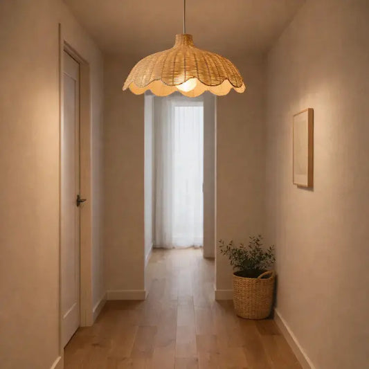Suspension en rotin naturel ondulé Ø 45 cm | Hedda