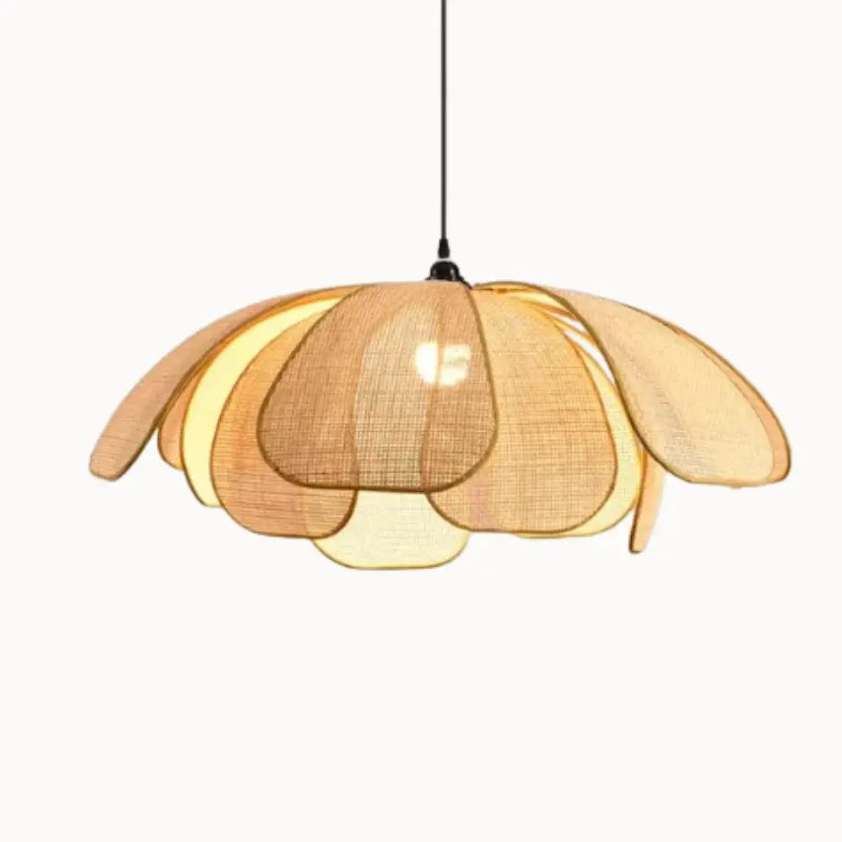 Suspension en rotin naturel design pétales - Ø 50 cm | Kaela