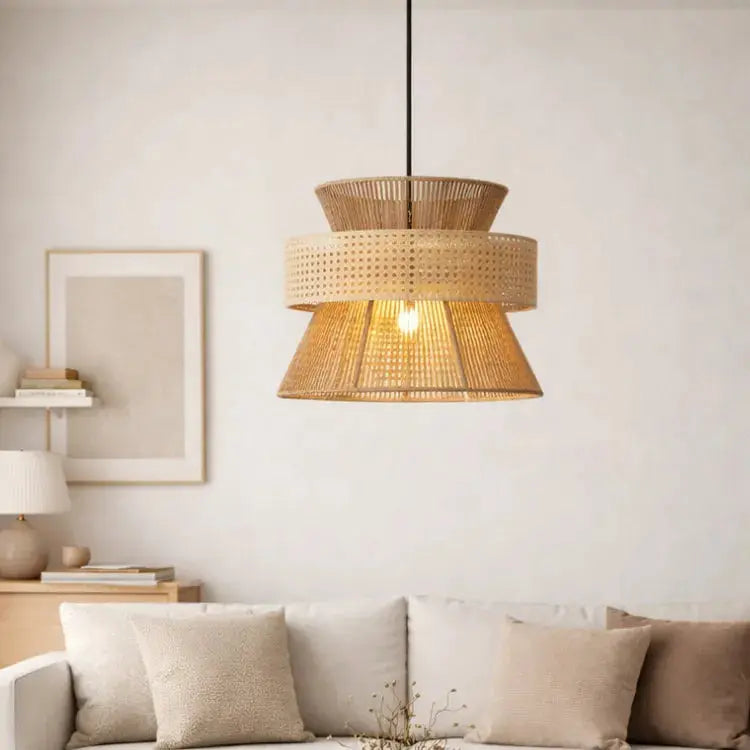 Linnea Suspension en Bambou et Rotin Naturel Ø 40 cm