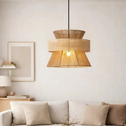 Linnea Suspension en Bambou et Rotin Naturel Ø 40 cm