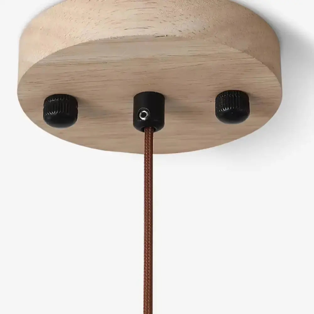 Suspension scandinave en travertin et bois Ø 30 cm | Lyng