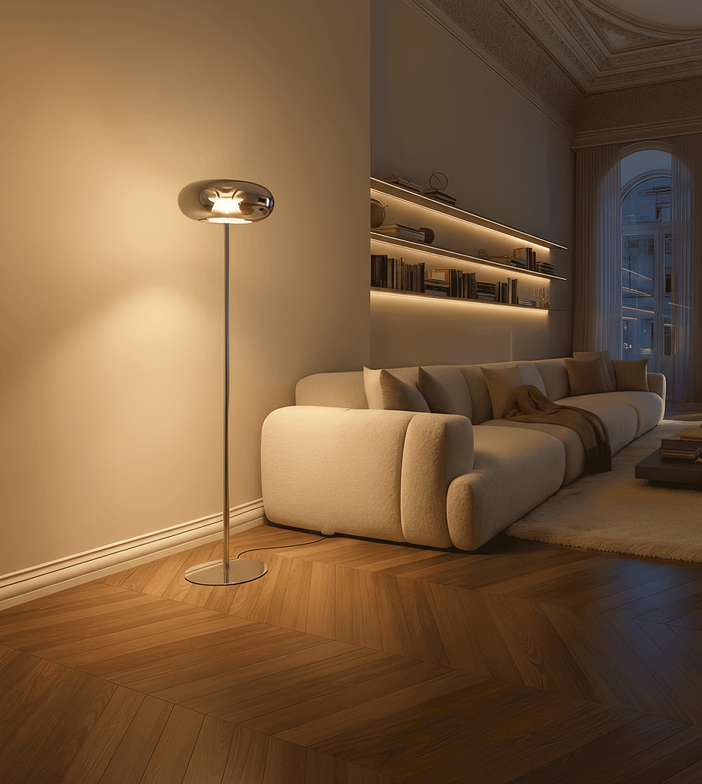 Lampadaire Vitrea vue ambiance coin lecture - Lumalia