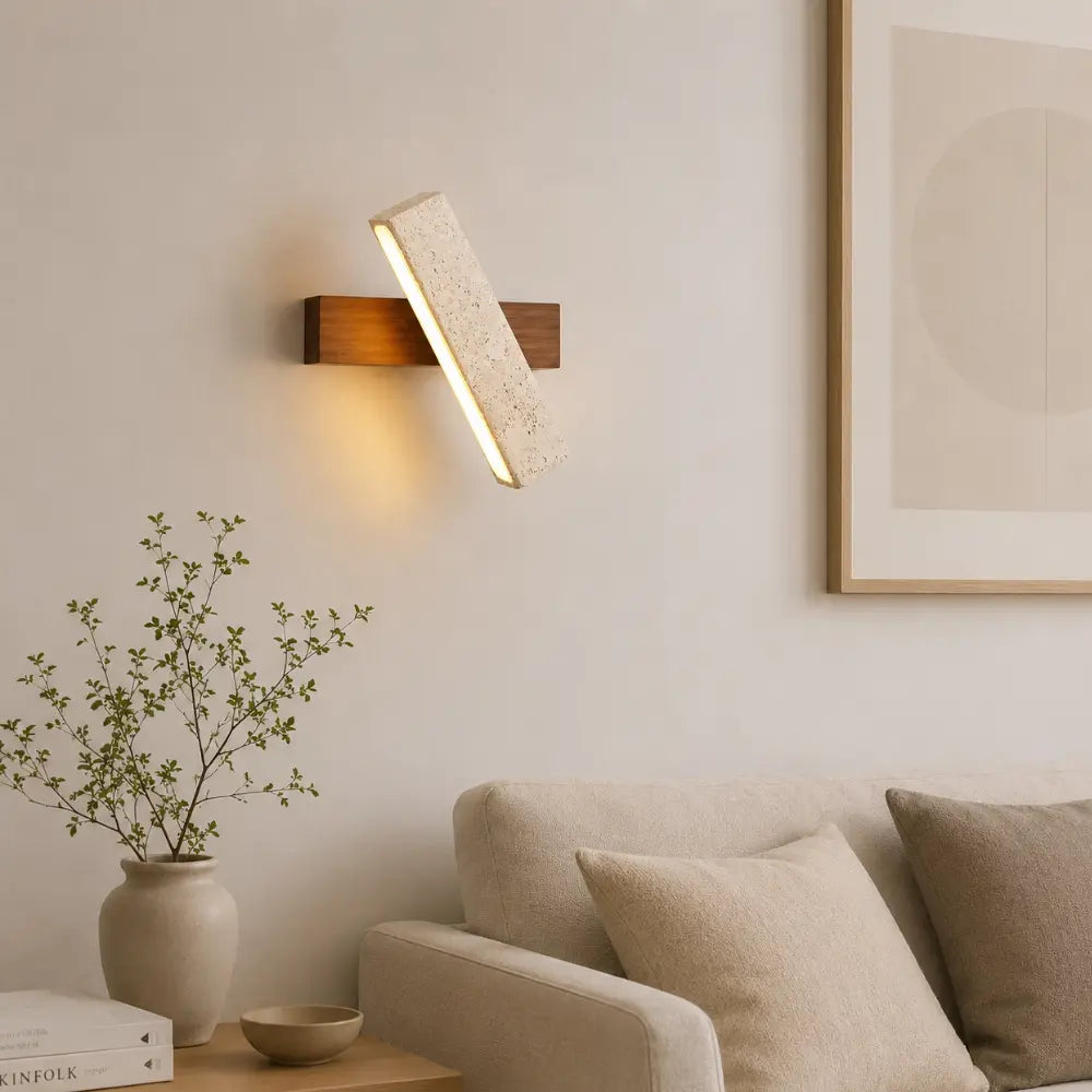 Rencontrez les Applique Murale en Travertin et Bois Scandinave | Modèle Solveig