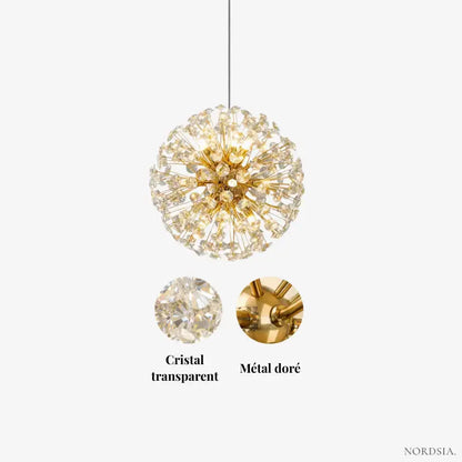 Suspension moderne en cristal et métal doré - Ø 35 cm | Signe