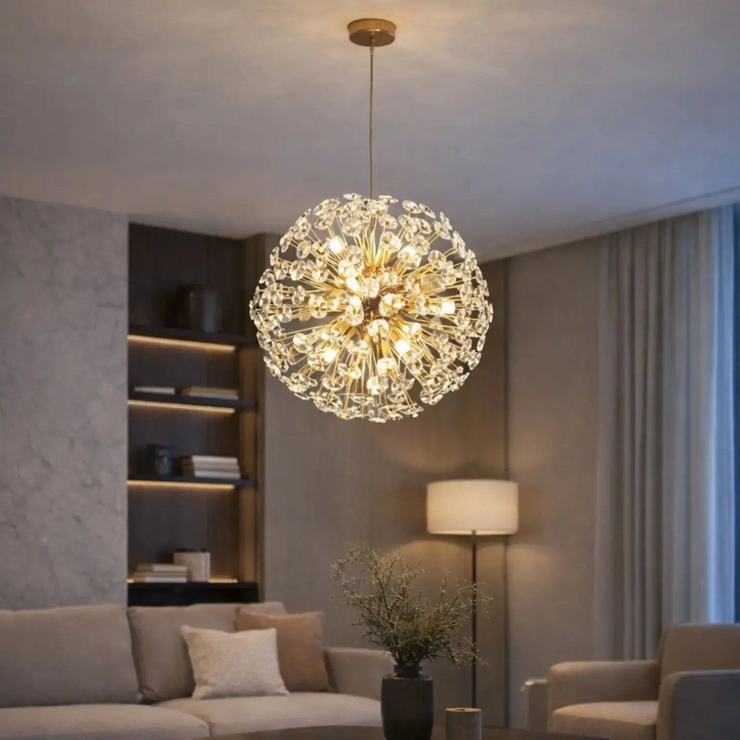 Suspension moderne en cristal et métal doré - Ø 35 cm | Signe