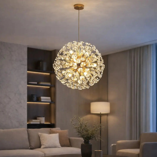Suspension moderne en cristal et métal doré - Ø 35 cm | Signe
