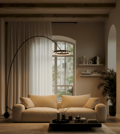 Lampadaire Arcola ambiance coin lecture - Lumalia