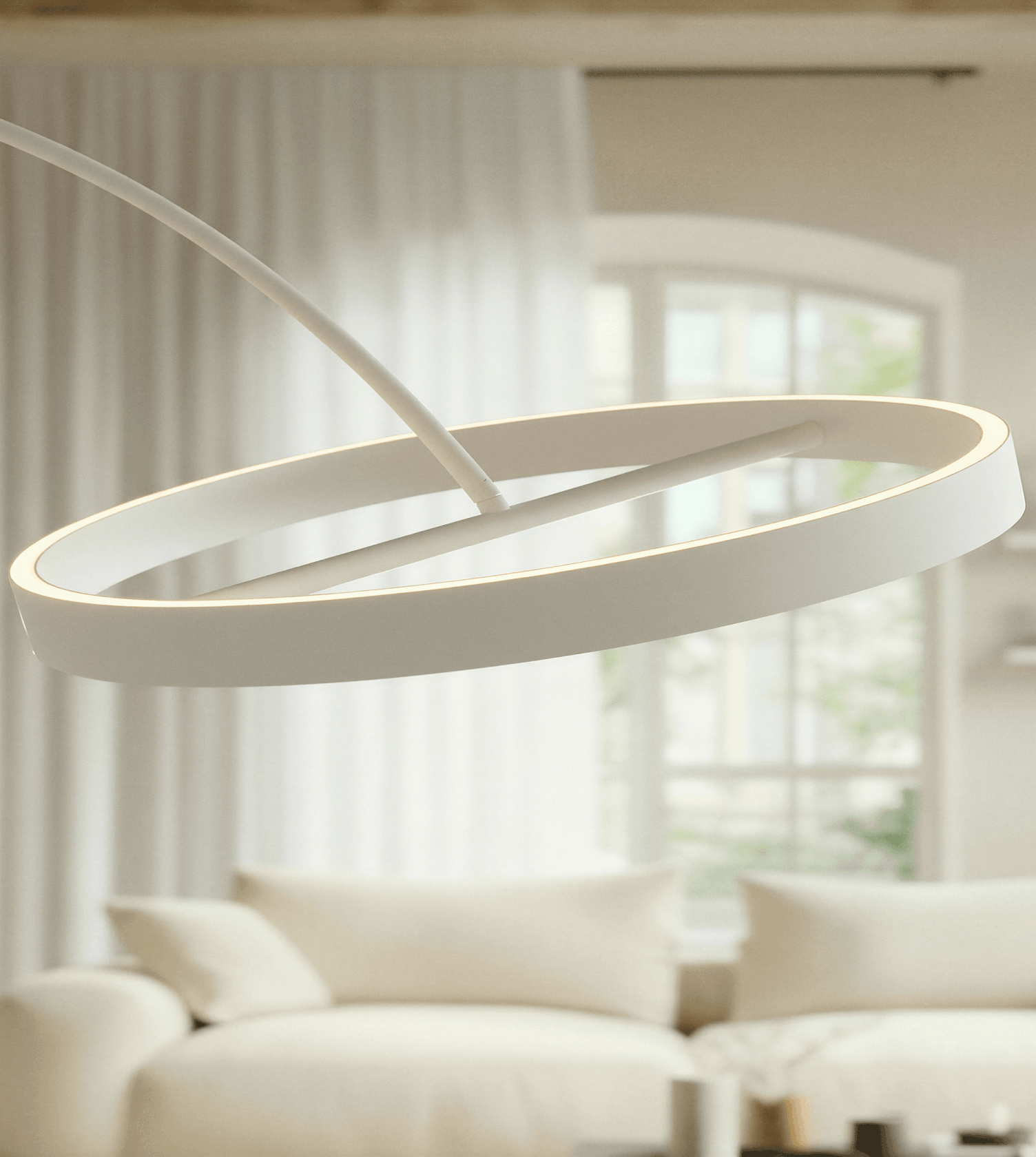 Lampadaire Arcola finition blanc vue latérale - Lumalia