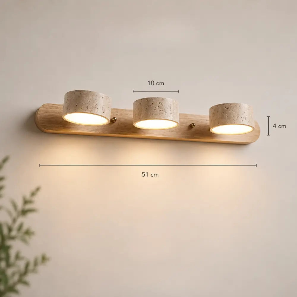 Applique Murale Design en Travertin et Bois à Multi-Têtes | Triva