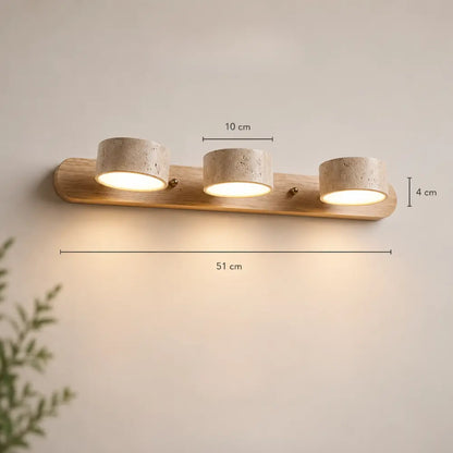 Applique Murale Design en Travertin et Bois à Multi-Têtes | Triva
